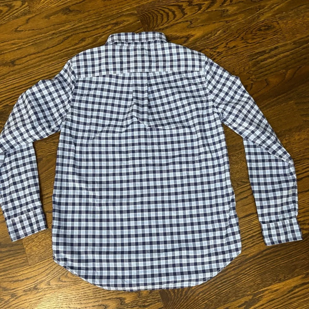 Ralph Lauren Boys Blue Plaid Performance‎ Button-Down Shirt Long Sleeve L